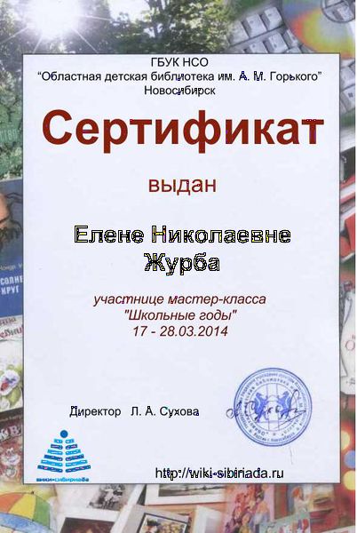 Файл:Сертификат Школьные годы Журба.jpg