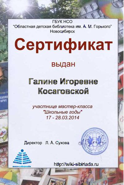 Файл:Сертификат Школьные годы Косаговская.jpg